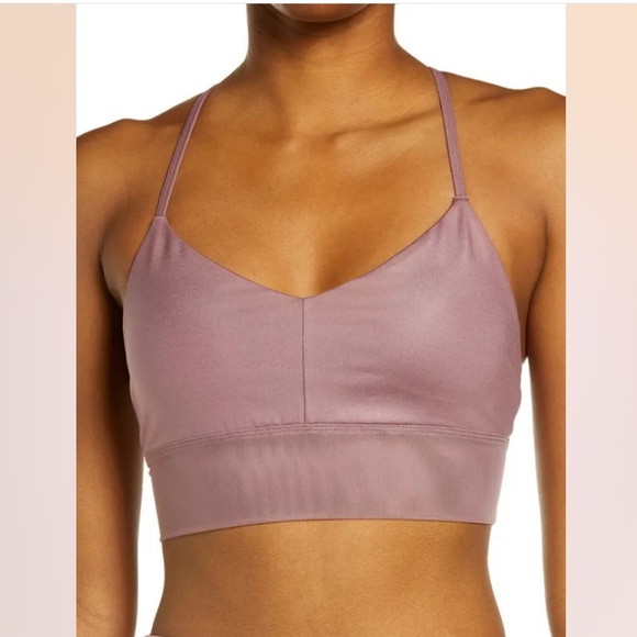 Alo Yoga Strappy Racer Back Sport Bra Black Mesh Trim medium - Picture 6 of 7